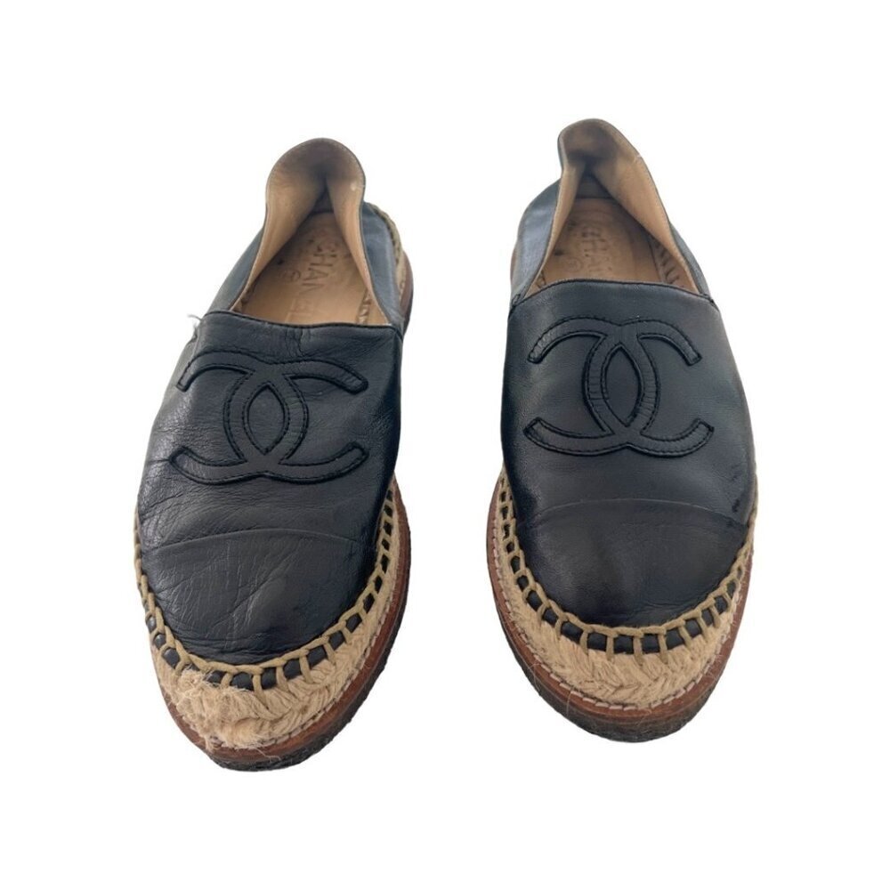 Chanel lambskin black espadrilles size 36